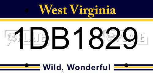1DB1829 West Virginia License Plate