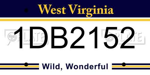 1DB2152 West Virginia License Plate