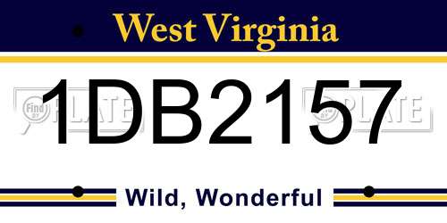 1DB2157 West Virginia License Plate