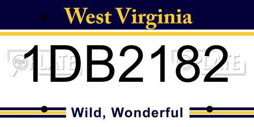 1DB2182 West Virginia License Plate