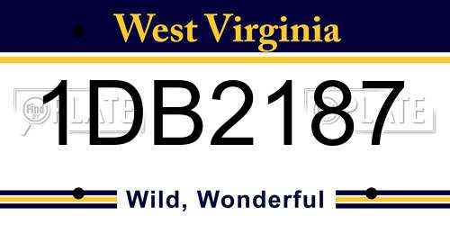 1DB2187 West Virginia License Plate
