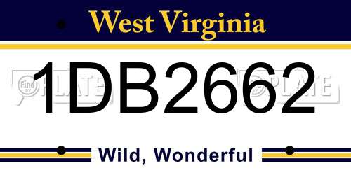 1DB2662 West Virginia License Plate