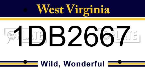 1DB2667 West Virginia License Plate