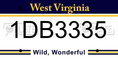 1DB3335 West Virginia License Plate