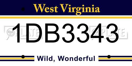 1DB3343 West Virginia License Plate