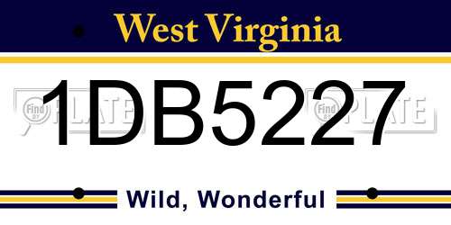 1DB5227 West Virginia License Plate