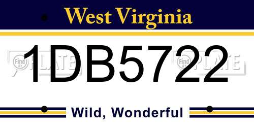 1DB5722 West Virginia License Plate