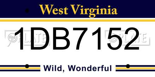 1DB7152 West Virginia License Plate