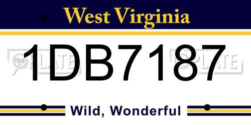 1DB7187 West Virginia License Plate
