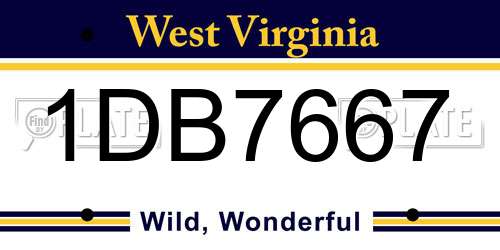 1DB7667 West Virginia License Plate