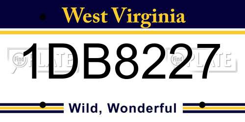 1DB8227 West Virginia License Plate