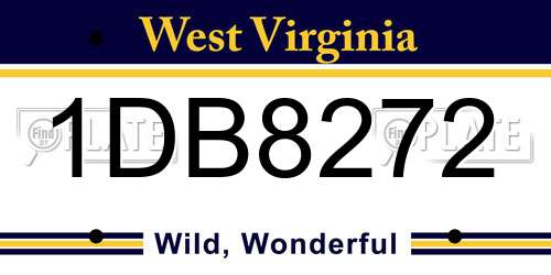 1DB8272 West Virginia License Plate