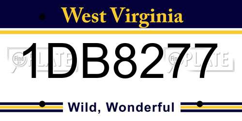 1DB8277 West Virginia License Plate