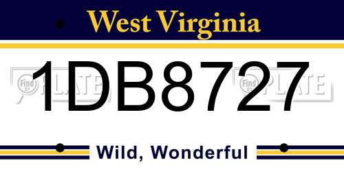 1DB8727 West Virginia License Plate