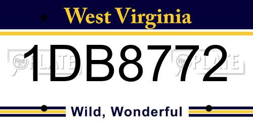 1DB8772 West Virginia License Plate
