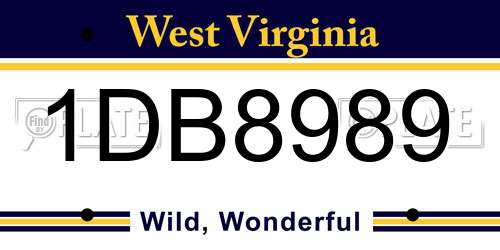 1DB8989 West Virginia License Plate