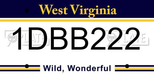 1DBB222 West Virginia License Plate