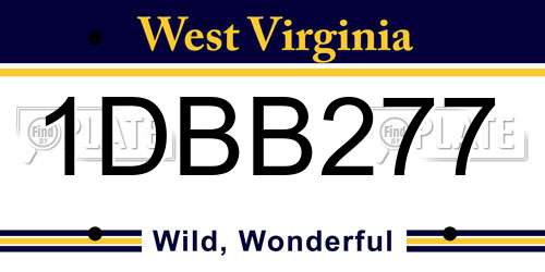 1DBB277 West Virginia License Plate