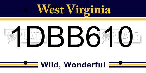 1DBB610 West Virginia License Plate