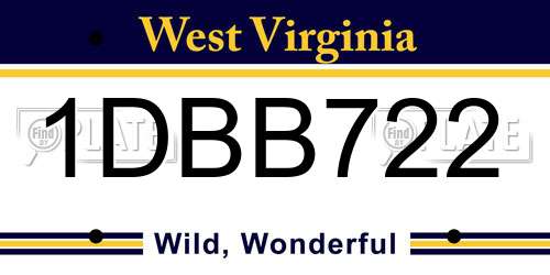 1DBB722 West Virginia License Plate