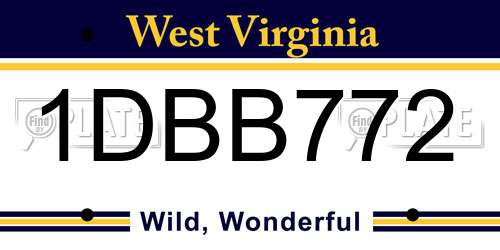 1DBB772 West Virginia License Plate