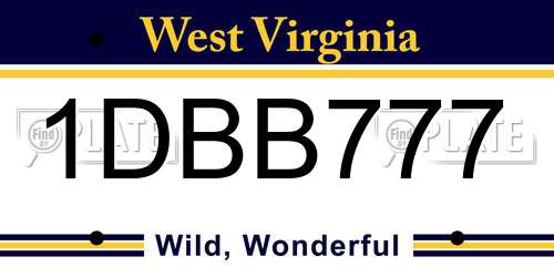 1DBB777 West Virginia License Plate