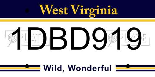 1DBD919 West Virginia License Plate
