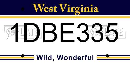 1DBE335 West Virginia License Plate