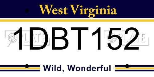 1DBT152 West Virginia License Plate