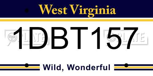 1DBT157 West Virginia License Plate