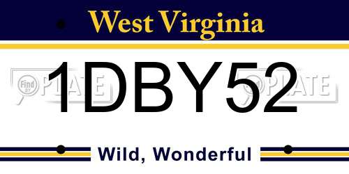 1DBY52 West Virginia License Plate