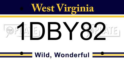 1DBY82 West Virginia License Plate