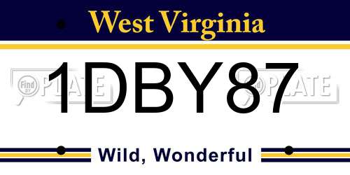 1DBY87 West Virginia License Plate