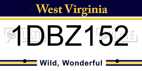 1DBZ152 West Virginia License Plate