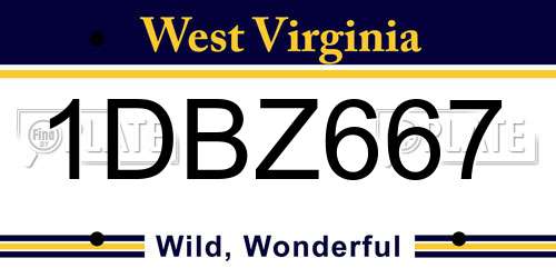 1DBZ667 West Virginia License Plate