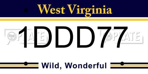 1DDD77 West Virginia License Plate