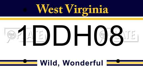 1DDH08 West Virginia License Plate