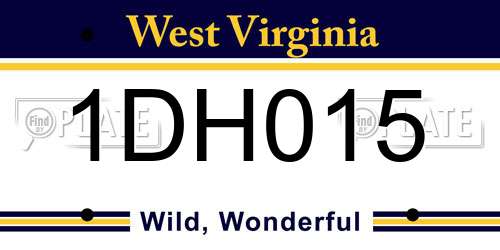 1DH015 West Virginia License Plate