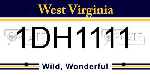 1DH1111 West Virginia License Plate
