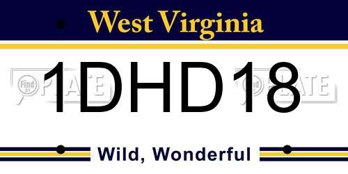 1DHD18 West Virginia License Plate