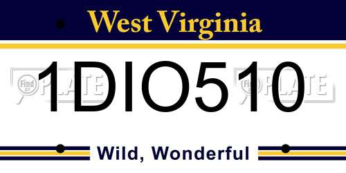 1DIO510 West Virginia License Plate