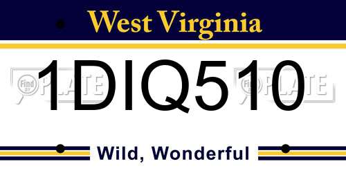 1DIQ510 West Virginia License Plate