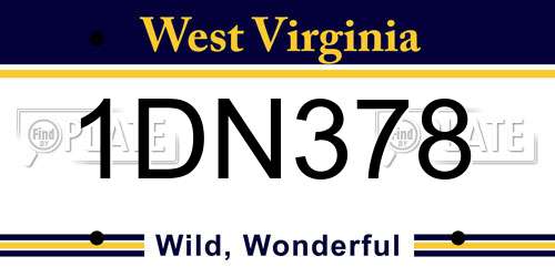 1DN378 West Virginia License Plate