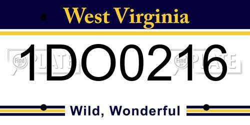 1DO0216 West Virginia License Plate