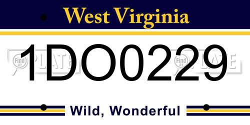 1DO0229 West Virginia License Plate