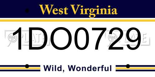 1DO0729 West Virginia License Plate