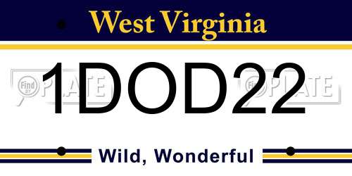 1DOD22 West Virginia License Plate
