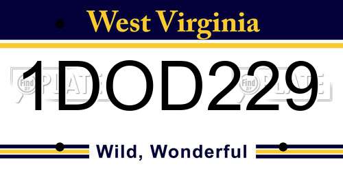 1DOD229 West Virginia License Plate