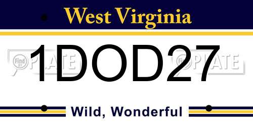 1DOD27 West Virginia License Plate