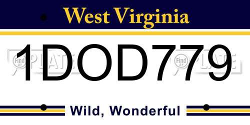 1DOD779 West Virginia License Plate
